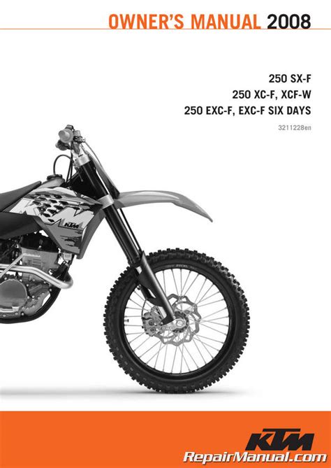Ktm Sx F Xc F Xcf W Exc F Six Days Motorcycle Owners Manual