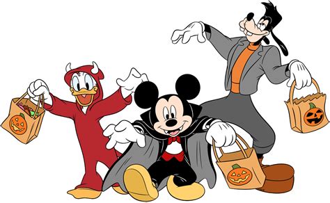 Clip Art Of Mickey Mouse Donald Duck And Goofy Trick Or Treating On
