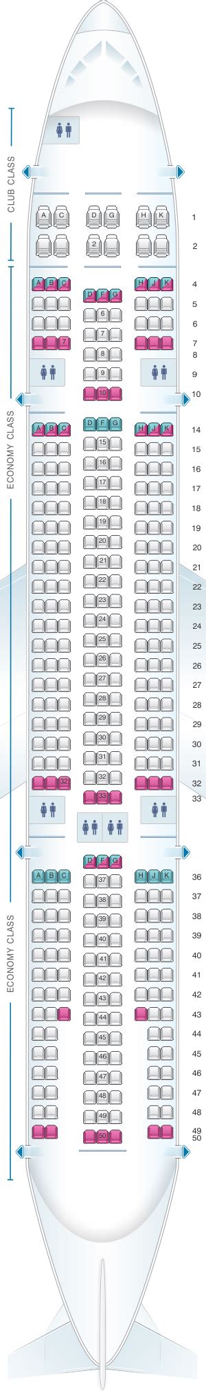 Seat Map Air Transat Airbus A330 200 345pax Seatmaestro