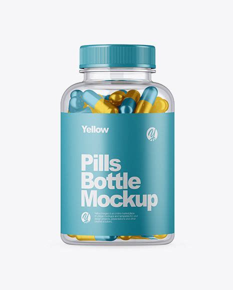 clear glass bottle  metallic pills mockup bottle mockups