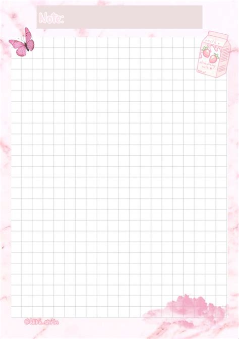Note Pink Aesthetic Grid Decorar Hojas De Cuaderno Marcos Del