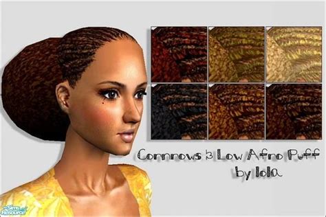 Lolas Cornrows And Afro Puff Sims 2 Hair Afro Puff Cornrows Braids