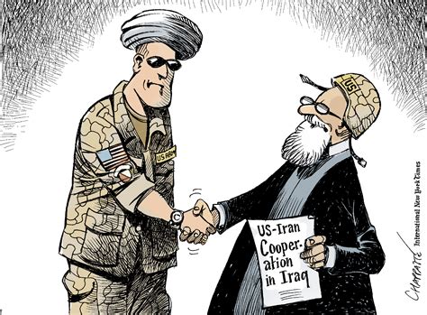 Us And Iran Allied In Iraq Globecartoon Political Cartoons