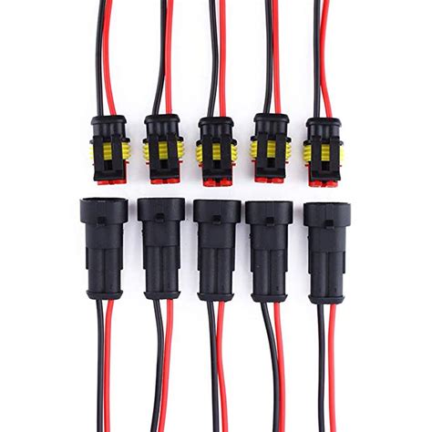 Buy Qook 5 Kit 2 Pin Way Car Waterproof Electrical Connector Plug Male
