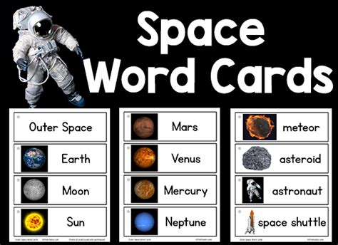 Space Picture Word Cards Prekinders