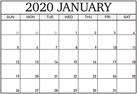 January 2020 Calendar Excel Worksheet January January2020calendar