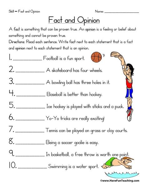 Sports Fact And Opinion Worksheet Have Fun Teaching Fact And Opinion Worksheet Persuasive