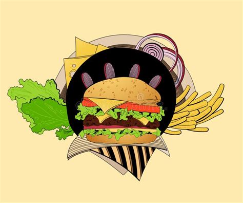 Illustration Of Cheeseburger Stock Vector Illustration Of Appetizer