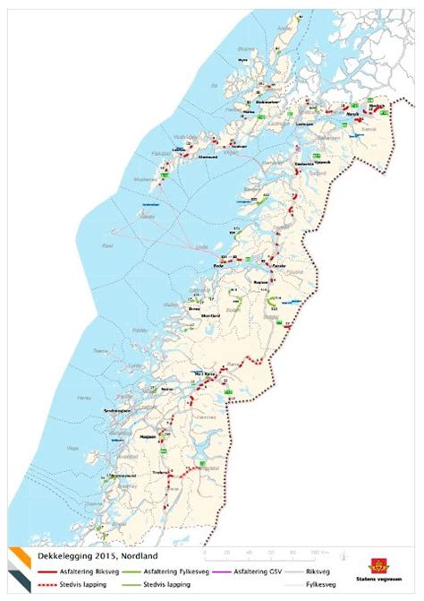 Rask tilgang til korrekt informasjon tilpasset ditt behov. Kart over strekningene i Nordland som får ny asfalt.