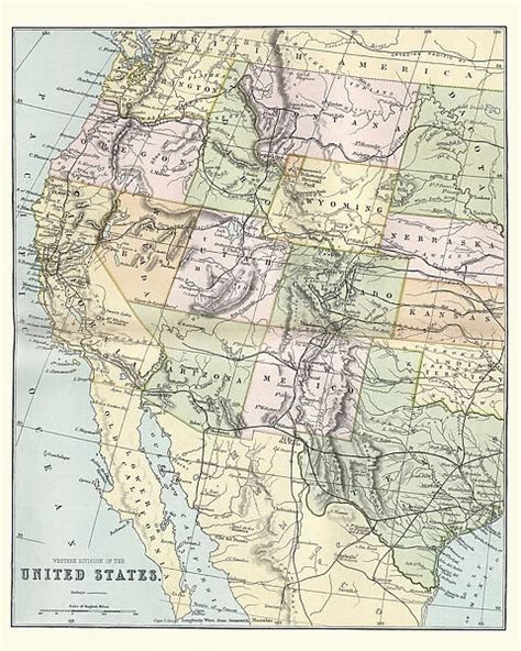 Map Of The Western United States Of America 19th Century 19684329