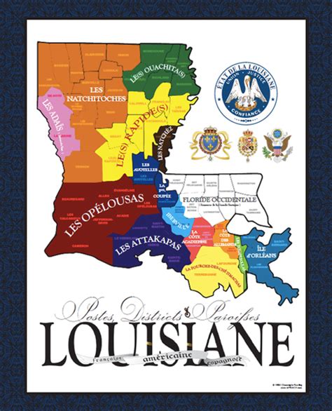 Map Of Colonial Louisiana Posts Districts And Parishes Louisiana Map