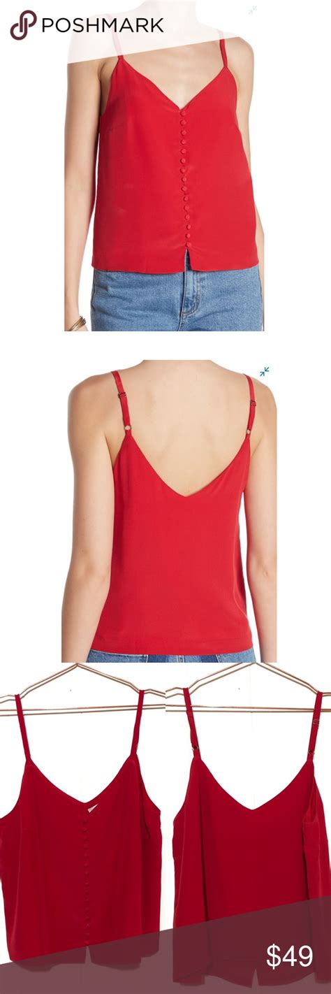 Nwt Madewell Red Silk Button Down Camisole Tank 12 Camisole Red Silk