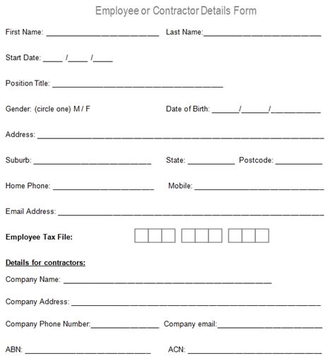 Printable Employee Profile Template Excel And Word For Business Records