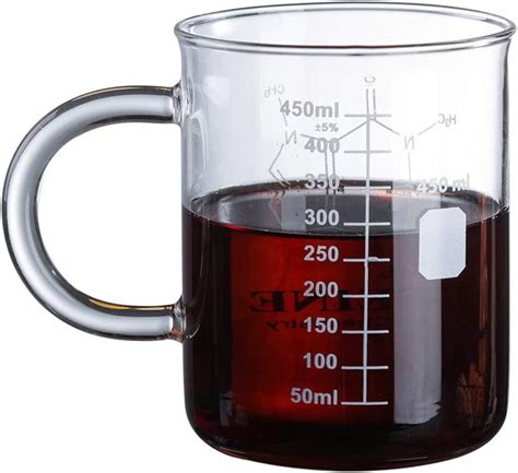 Jiacuo Caffeine Beaker Mug Graduated Beaker Mug With Handle Borosilicate Glass Cup Uk