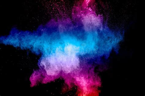 Pink Blue Dust Particles Splash On Black Backgroundpink Blue Powder