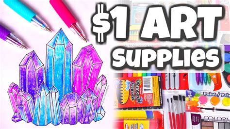 1 Art Supplies Challenge Drawing Crystals Socraftastic Youtube