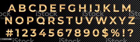 Golden Font Numbers And Letters Alphabet Typography Vector Gold Font