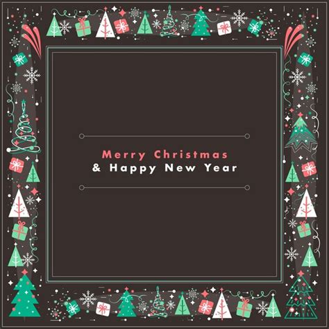 メリークリスマスと新年あけましておめでとうございますグリーティングカードベクトルイラスト プレミアムベクター