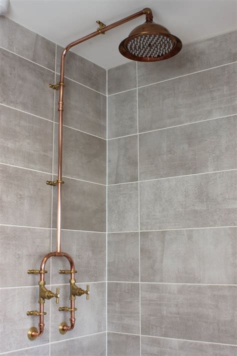 Copper Shower With Fixed Head Etsy Copper Shower Shower Plumbing