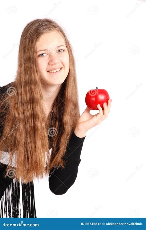 Girl Holding Fresh Apple Stock Photo Image Of Health 56745812
