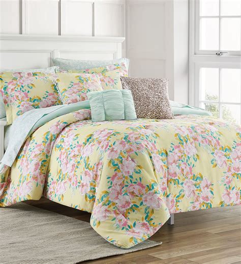 Sophia Floral Yellowaqua 10 Piece Comforter Set Full