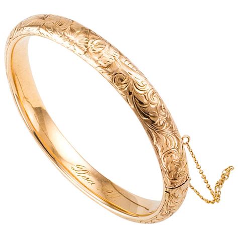 Antique Engraved Gold Bangle Bracelet At 1stdibs Antique Gold Bangle