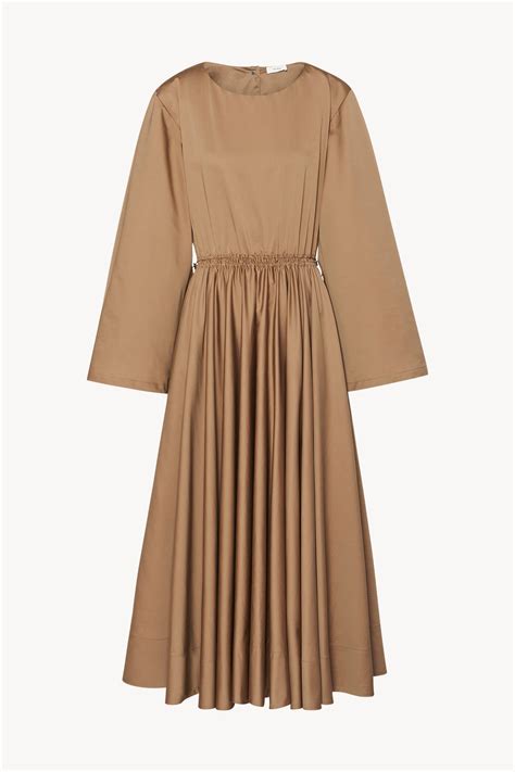 Odette Dress Taupe In Cotton And Silk The Row