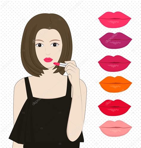 Women Applying Lipstick Stock Illustration By ©kkojang 69513845