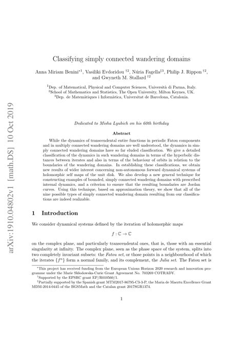 (PDF) Classifying simply connected wandering domains