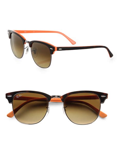 Lyst Ray Ban Plastic Clubmaster Sunglasses In Orange For Men
