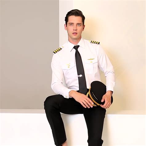 White Classic Mens Pilot Uniform Shirt With Epaulette Buy High