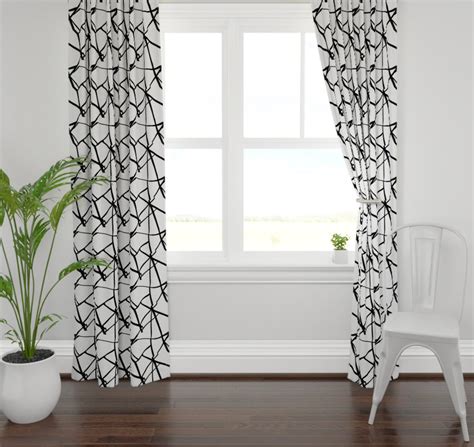 Black White Lines Curtains Ribbon Curtains Black White Curtains Geomet Jll Home