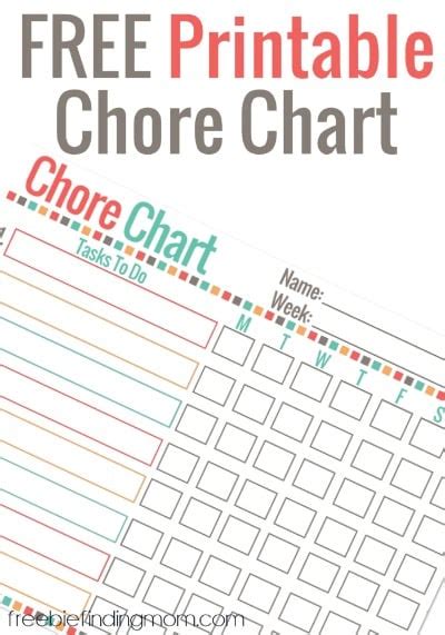 Printable Kids Chore Charts For Money
