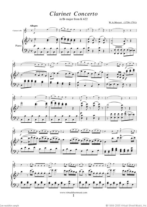 Sheet music and other songs of 'easy clarinet hits' ebook available on: Mozart - Clarinet Concerto in A major K622 (in Bb) sheet ...