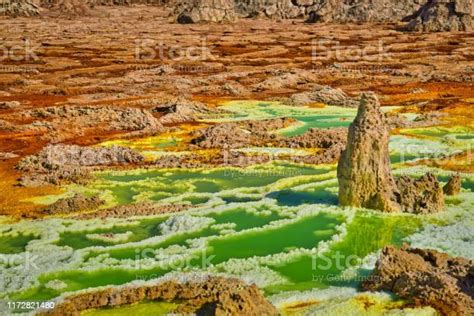 Sulfur Deposits In The Desert Of Dallol Ethiopia Stock Photo Download