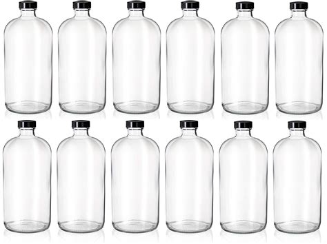 Buy Set Of 12 32oz Boston Clear Glass Bottles Brewing Bottles For Kombucha Kefir Airtight
