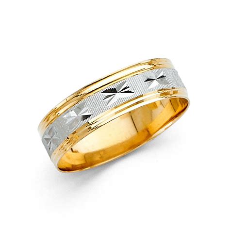 Shop helzberg's amazing selection of men's yellow gold wedding rings & bands to always remember your special bond. 14k Yellow White Gold Two Tone 6mm Diamond Cut Men's ...