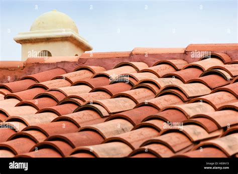 Close Up Of Clay Shingles Roof Stock Photo Alamy