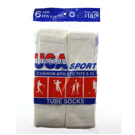 6 Pairs New Men S Cotton Athletic Sports Tube Socks 9 15 White Ebay