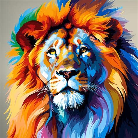 Premium Ai Image A Colorful Painting Of A Lions Head