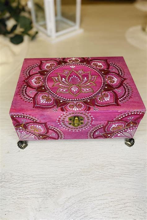 Painted Jewelry Box Unique Jewel Case Original Art Boho Etsy