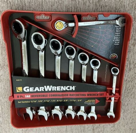 Gearwrench 9533 8 Piece Sae Reversible Ratcheting Combination Wrench