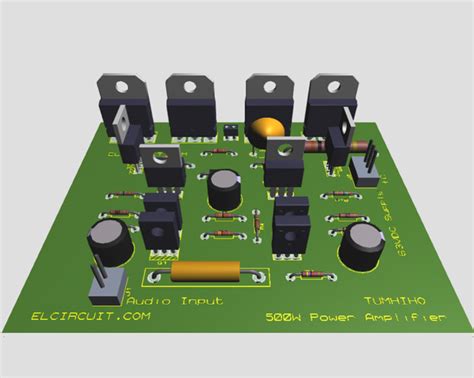 If different layouts are used, the ground points of input 1 and input 2 must be well decoupled from the ground return of the output in which a high current flows. 500W Power Amplifier 2SC2922, 2SA1216 with PCB Layout Design - Electronic Circuit