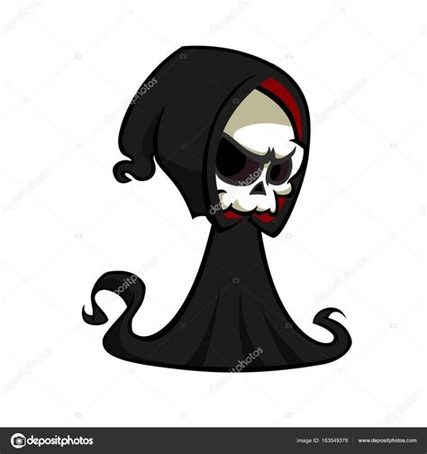 Grim Reaper Cartoon Character Isolated On A White Background Cute