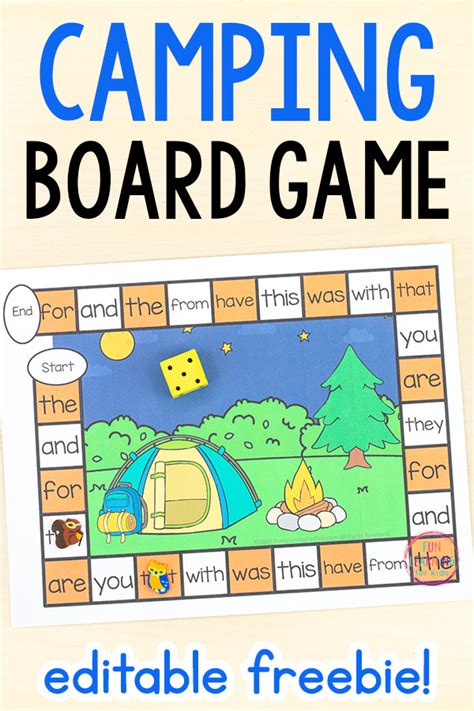 This Editable Camping Theme Board Game Is So Fun And Very Easy To Use
