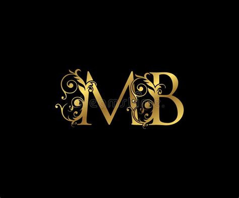 Luxury Gold M B And Mb Letter Floral Logo Vintage Swirl Drawn Emblem