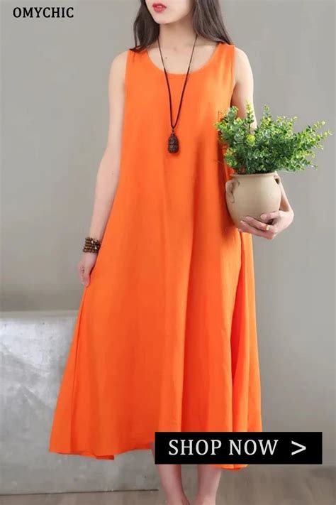 Elegant Sleeveless O Neck Cotton Quilting Clothes Photography Orange A Line Dress Sundress