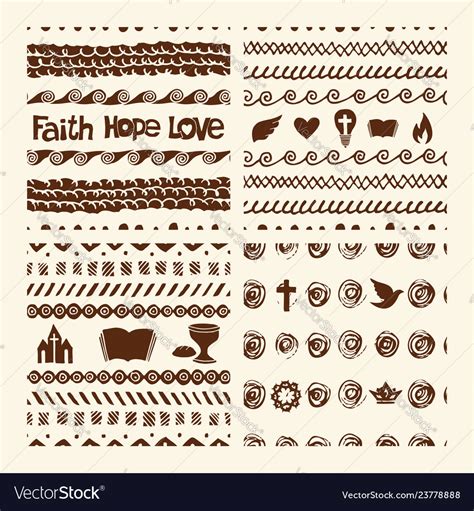 Set Of Hand Drawn Christian Patterns Royalty Free Vector