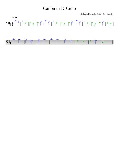 Canon In D Cello Sheet Music For Cello Solo