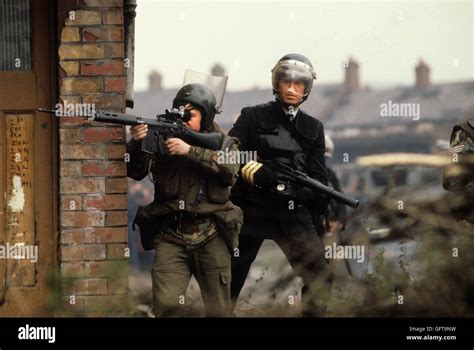Belfast The Troubles 1980s Royal Ulster Constabulary Ruc Police Stock